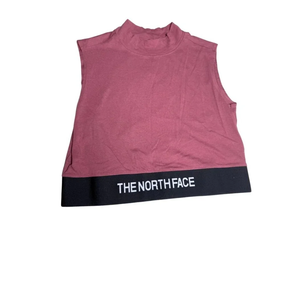 The North Face Coordinates Pink Workout Crop Top Large Mock Neck Gym Athleisure - Picture 6 of 7